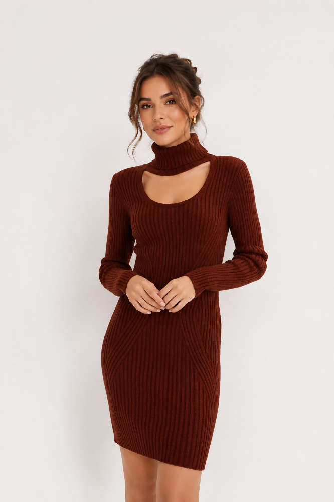 Damen Strick Mini Kleid