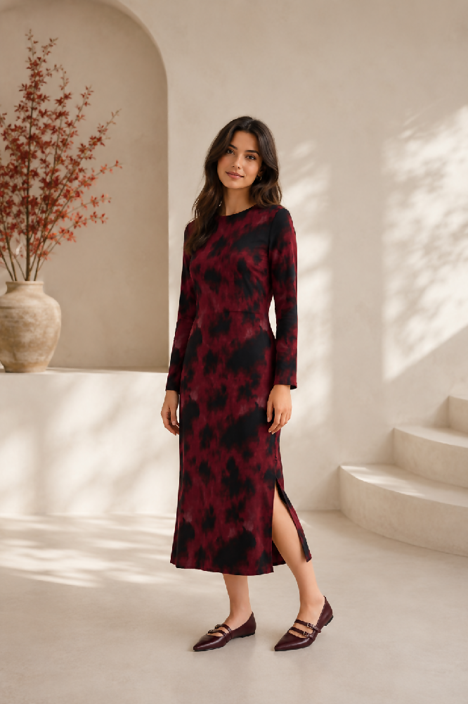 Feminies Damen Midi Kleid