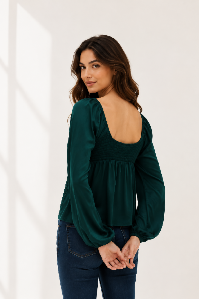 Modische Jersey Bluse mit V-Ausschnitt