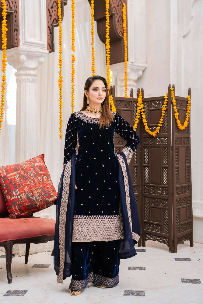 Festlicher Velvet Suit – Luxuriöser 3-teilig- Midnight Navy