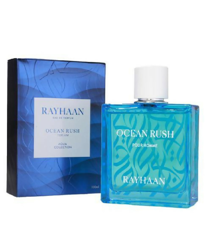 Rayhaan Ocean Rush Herren Eau de Parfum frisch-aquatischer Körper-Duft Parfüm 100ml Blau