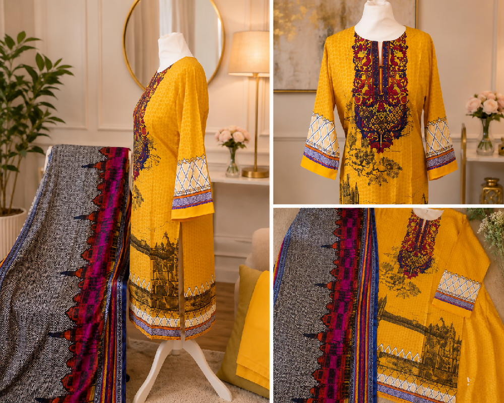Lilan Shalwar Qameez with Shifon Dopatta