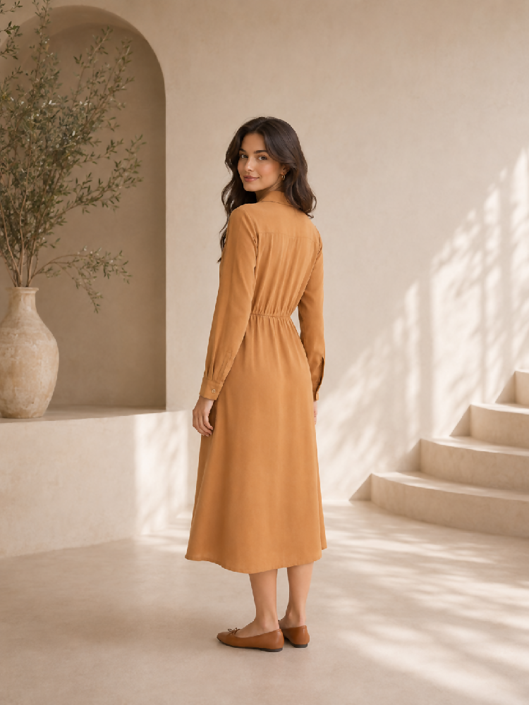 Klassische Damen Hemdblusenkleid aus Viskose