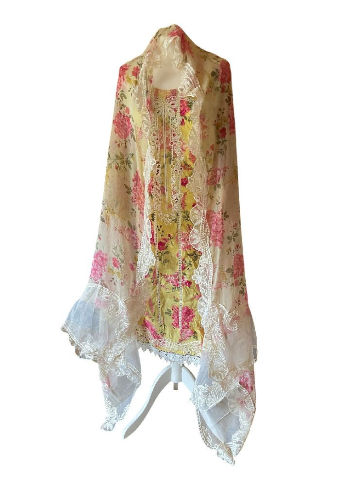 Lawn embrodet Net Duppata