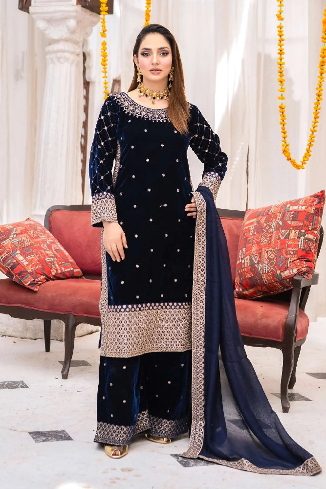 Festlicher Velvet Suit – Luxuriöser 3-teilig- Midnight Navy