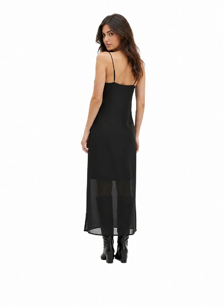 Damen Maxikleid mit Spaghettiträgern Ausge-Kleid ärmellosh
