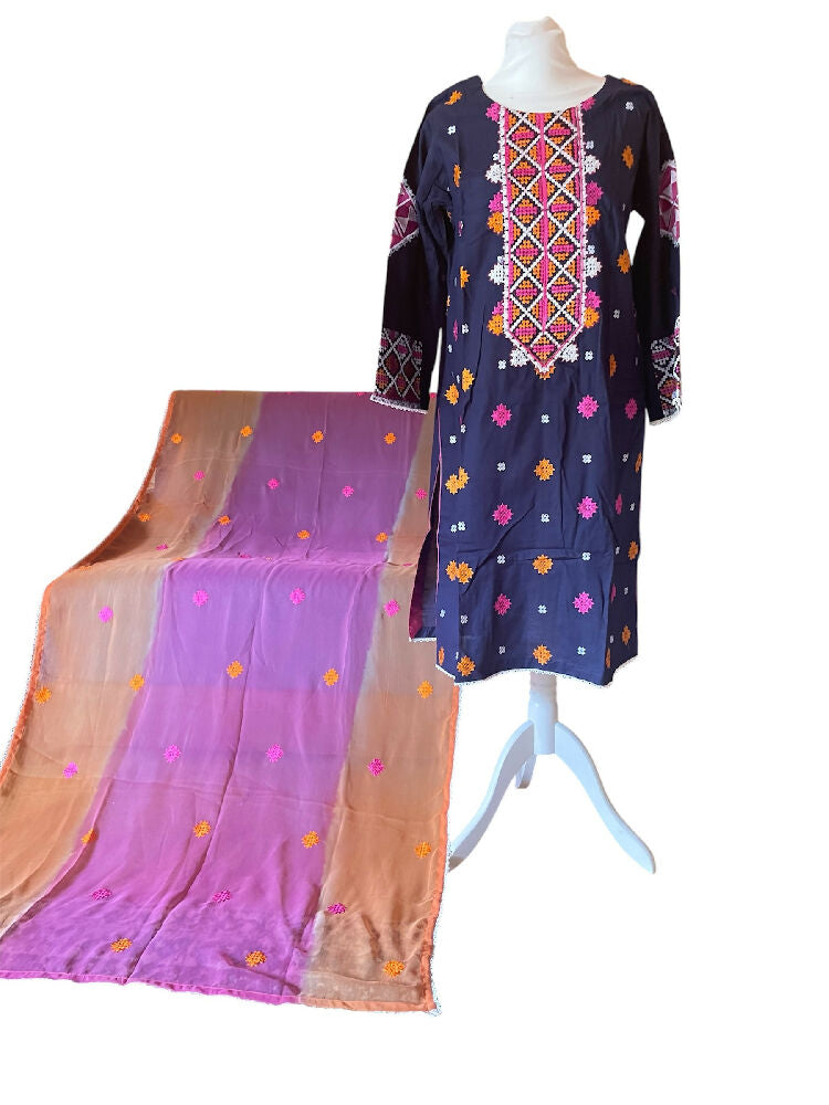 Cotton Sindhi Cadual Suit with Karhai