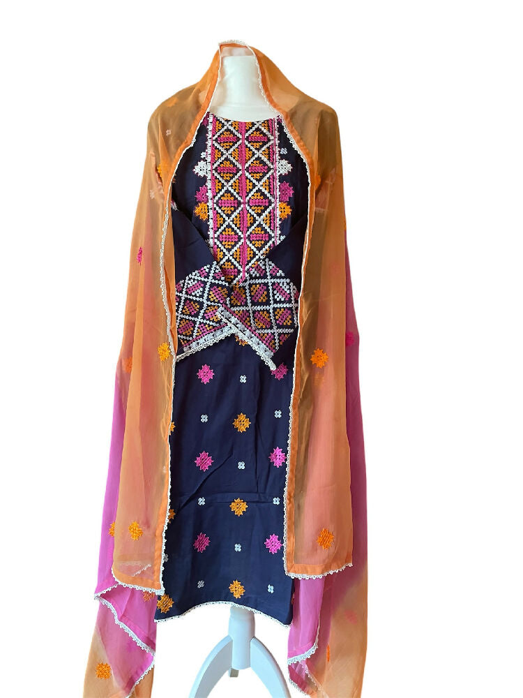 Cotton Sindhi Cadual Suit with Karhai