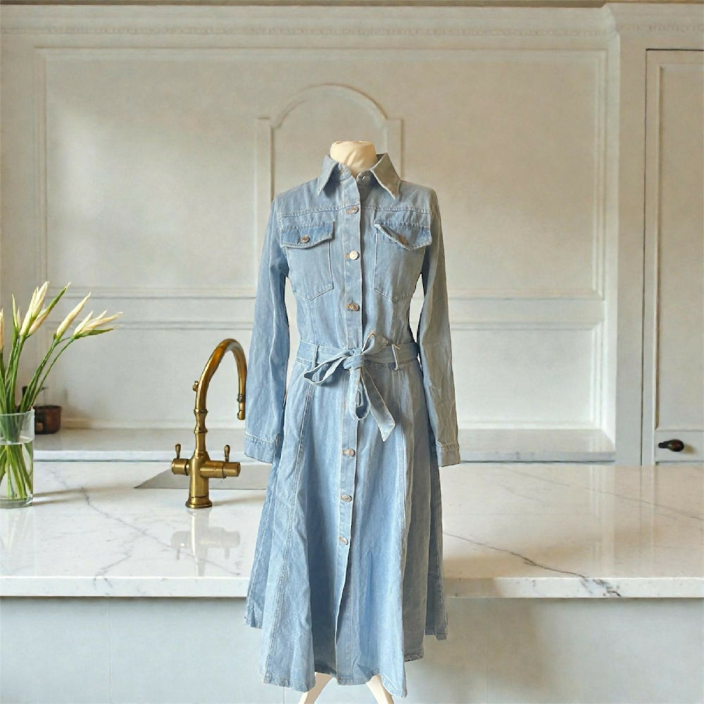 Jeanshemd Maxikleid
