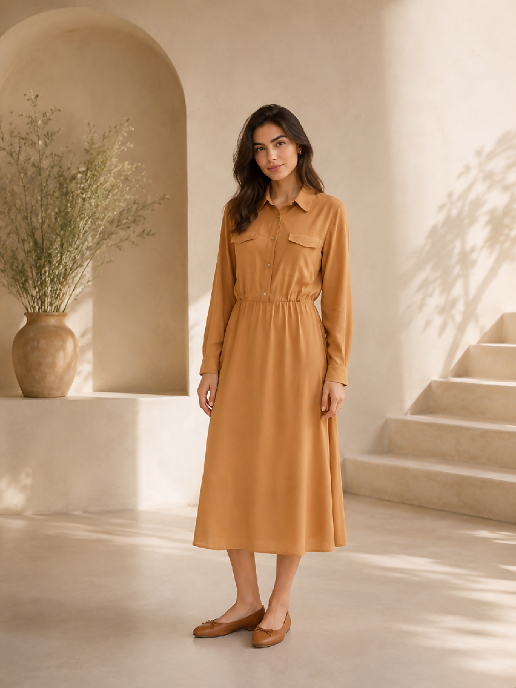 Klassische Damen Hemdblusenkleid aus Viskose
