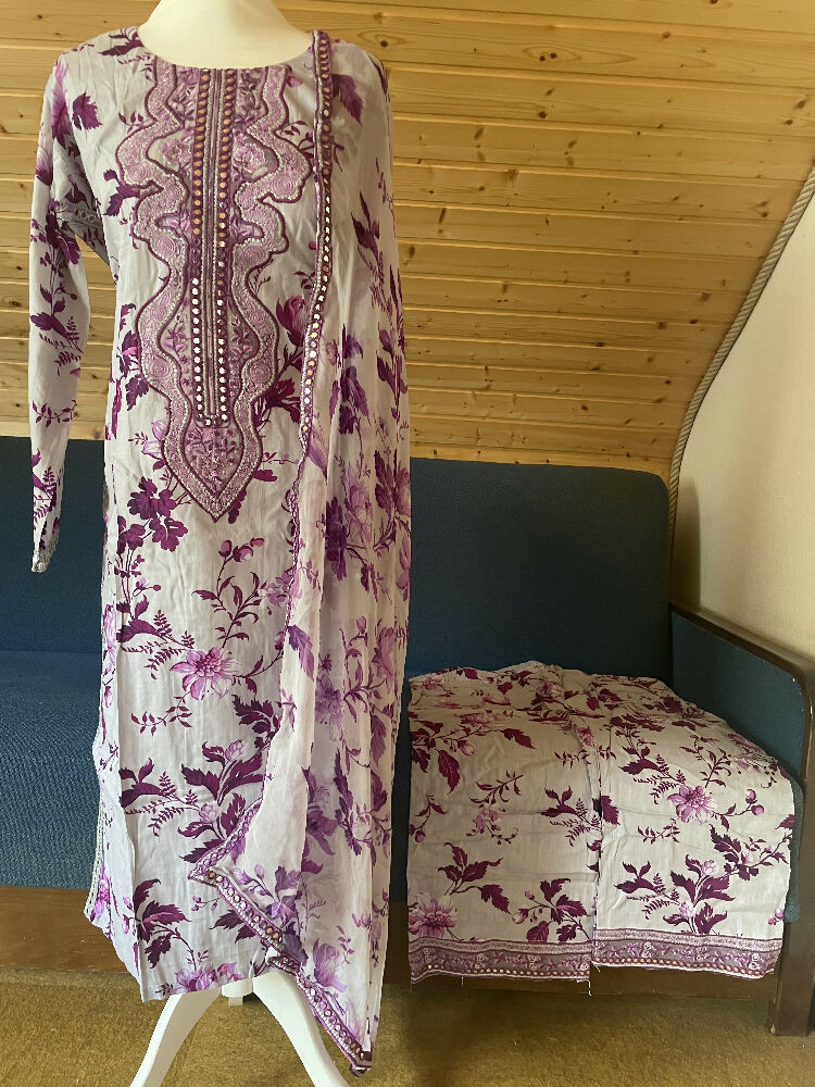 Soft Malayi Lawn with Mirror Work Sharfi Qameez With Plazo