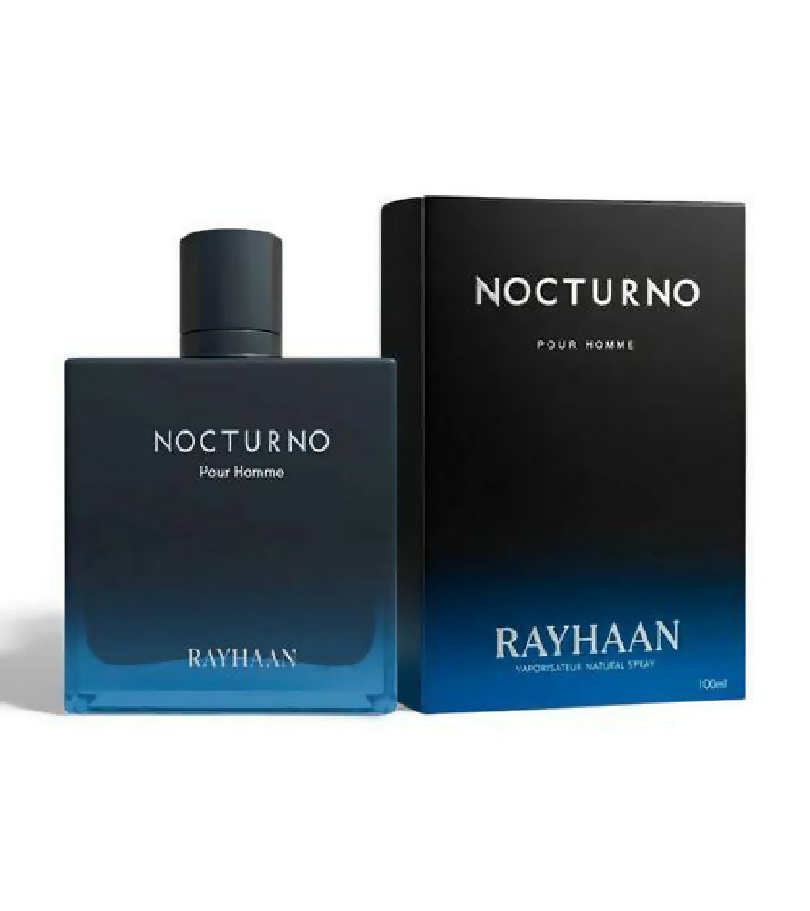 Rayhaan Nocturno Herren Eau de Parfum holzig-ambriger Duft mit Sandelholz und Amber Parfüm 100ml Schwarz